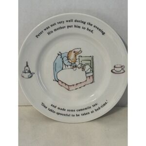 Vtg Peter Rabbit Beatrix Potter Bread Plate Camomile Tea Wedgewood England 7inch